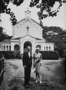 US Ambassador Henry Cabot Lodge Jr and his wife leaving St. Christopher's Anglican