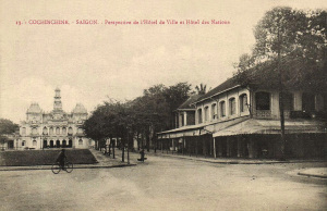 SAIGON 1910s - Perspective de l'Hôtel de Ville et Hôtel des Nations