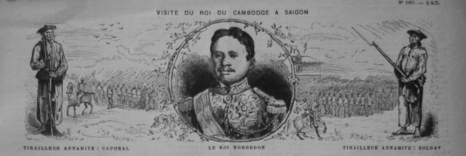 1880-i-1-visite-roi-saigon-noroddon-tirailleur-annamite-palais-foule